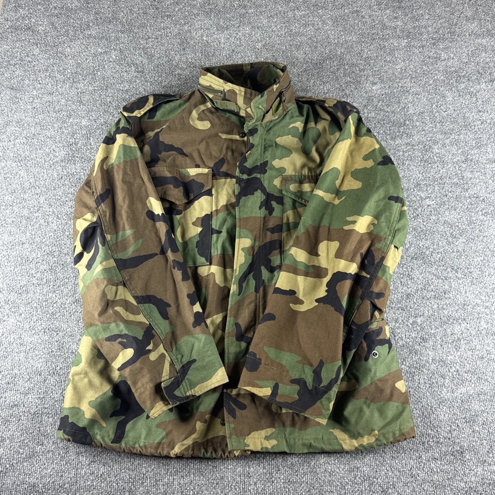 US Army M65 Field Coat Mens Medium Short Woodland Camo Cold Weather